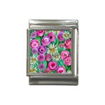 Tropical Flowers Pattern Italian Charm (13mm) Front