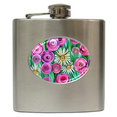 Tropical Flowers Pattern Hip Flask (6 Oz) by GardenOfOphir