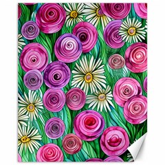 Tropical Flowers Pattern Canvas 11  X 14  by GardenOfOphir