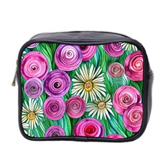 Tropical Flowers Pattern Mini Toiletries Bag (two Sides) by GardenOfOphir