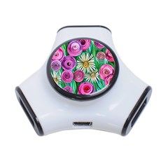 Tropical Flowers Pattern 3-port Usb Hub by GardenOfOphir