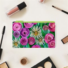 Tropical Flowers Pattern Cosmetic Bag (xs) by GardenOfOphir