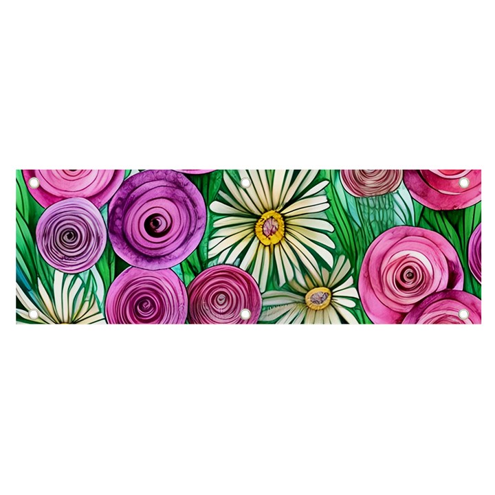 Tropical Flowers Pattern Banner and Sign 6  x 2 