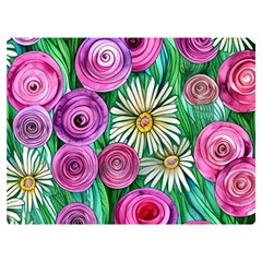 Tropical Flowers Pattern Premium Plush Fleece Blanket (extra Small)