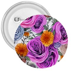 Country-chic Watercolor Flowers 3  Buttons by GardenOfOphir