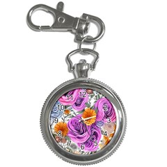 Country-chic Watercolor Flowers Key Chain Watches by GardenOfOphir