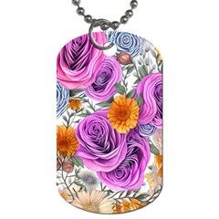 Country-chic Watercolor Flowers Dog Tag (one Side) by GardenOfOphir