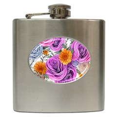 Country-chic Watercolor Flowers Hip Flask (6 Oz) by GardenOfOphir