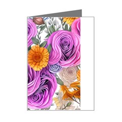 Country-chic Watercolor Flowers Mini Greeting Card by GardenOfOphir