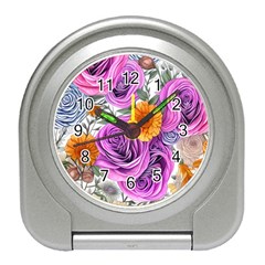 Country-chic Watercolor Flowers Travel Alarm Clock by GardenOfOphir