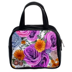 Country-chic Watercolor Flowers Classic Handbag (two Sides) by GardenOfOphir