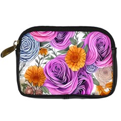 Country-chic Watercolor Flowers Digital Camera Leather Case by GardenOfOphir