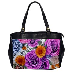 Country-chic Watercolor Flowers Oversize Office Handbag by GardenOfOphir