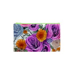 Country-chic Watercolor Flowers Cosmetic Bag (xs)