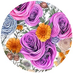 Country-chic Watercolor Flowers Wooden Puzzle Round by GardenOfOphir