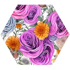 Country-chic Watercolor Flowers Wooden Puzzle Hexagon by GardenOfOphir