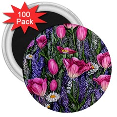 Cheerful Watercolor Flowers 3  Magnets (100 Pack) by GardenOfOphir