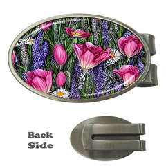 Cheerful Watercolor Flowers Money Clips (oval)  by GardenOfOphir