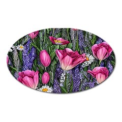 Cheerful Watercolor Flowers Oval Magnet by GardenOfOphir