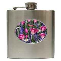 Cheerful Watercolor Flowers Hip Flask (6 Oz) by GardenOfOphir