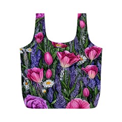 Cheerful Watercolor Flowers Full Print Recycle Bag (m) by GardenOfOphir