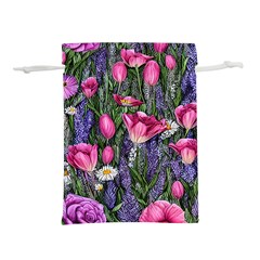 Cheerful Watercolor Flowers Lightweight Drawstring Pouch (l) by GardenOfOphir