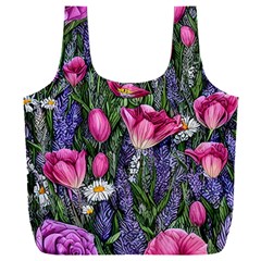 Cheerful Watercolor Flowers Full Print Recycle Bag (xxxl) by GardenOfOphir