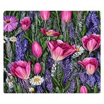 Cheerful Watercolor Flowers One Side Premium Plush Fleece Blanket (Small) 50 x40  Blanket Front