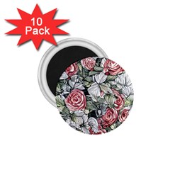 Retro Topical Botanical Flowers 1 75  Magnets (10 Pack)  by GardenOfOphir