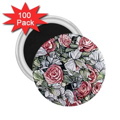 Retro Topical Botanical Flowers 2 25  Magnets (100 Pack)  by GardenOfOphir