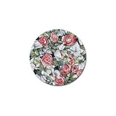 Retro Topical Botanical Flowers Golf Ball Marker by GardenOfOphir