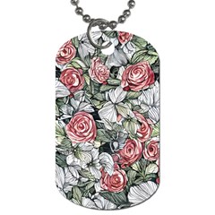 Retro Topical Botanical Flowers Dog Tag (two Sides) by GardenOfOphir