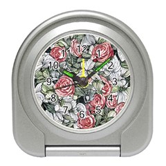 Retro Topical Botanical Flowers Travel Alarm Clock by GardenOfOphir