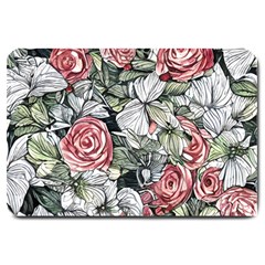 Retro Topical Botanical Flowers Large Doormat by GardenOfOphir