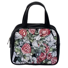 Retro Topical Botanical Flowers Classic Handbag (one Side) by GardenOfOphir