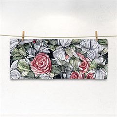 Retro Topical Botanical Flowers Hand Towel by GardenOfOphir