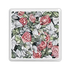 Retro Topical Botanical Flowers Memory Card Reader (square) by GardenOfOphir