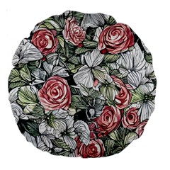 Retro Topical Botanical Flowers Large 18  Premium Round Cushions