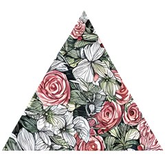 Retro Topical Botanical Flowers Wooden Puzzle Triangle by GardenOfOphir