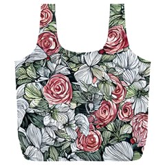 Retro Topical Botanical Flowers Full Print Recycle Bag (xxxl) by GardenOfOphir