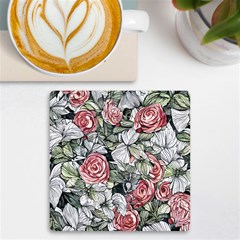 Retro Topical Botanical Flowers Uv Print Square Tile Coaster  by GardenOfOphir