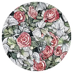 Retro Topical Botanical Flowers Round Trivet by GardenOfOphir