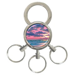 Sunset Over The Beach 3-ring Key Chain by GardenOfOphir