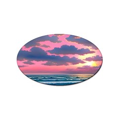 Sunset Over The Beach Sticker (oval) by GardenOfOphir