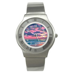 Sunset Over The Beach Stainless Steel Watch by GardenOfOphir