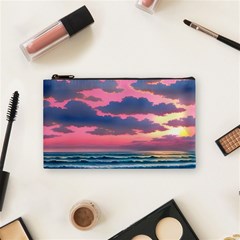 Sunset Over The Beach Cosmetic Bag (small) by GardenOfOphir