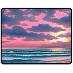 Sunset Over The Beach Fleece Blanket (medium) by GardenOfOphir