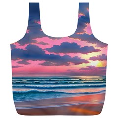 Sunset Over The Beach Full Print Recycle Bag (xl) by GardenOfOphir