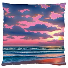 Sunset Over The Beach Standard Premium Plush Fleece Cushion Case (two Sides) by GardenOfOphir