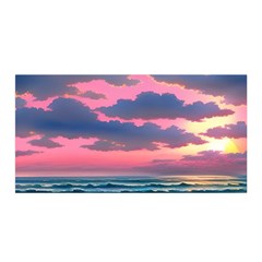 Sunset Over The Beach Satin Wrap 35  X 70  by GardenOfOphir